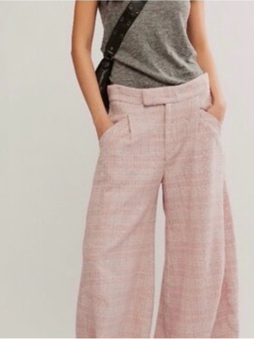 Free People Barrel Plaid Lightweight Trousers